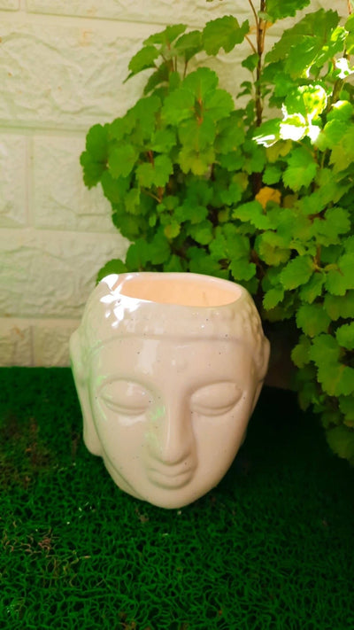 Plants and Lifestyle Pots White Buddha Ceramic Pot Buy Buddha Face Pot | Indoor Pots from Urban Plants 