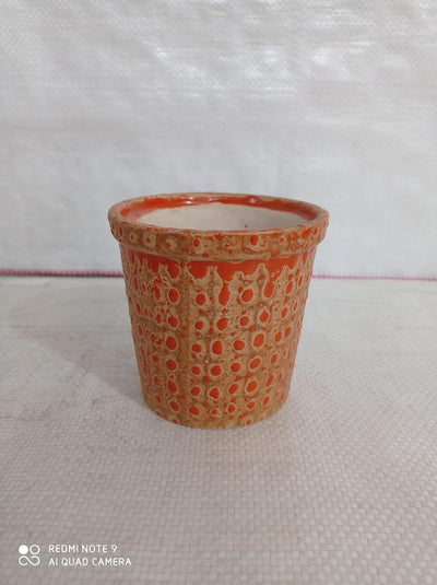 Urban Plants pots Fancy Painted Ceramic Pot Orange