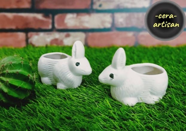 Cera Artisan Ceramic Pot Ceramic Rabbit Planter Ceramic Rabbit Pot (White) Buy Rabbit Shape Ceramic Pots Online from Urban Plants 