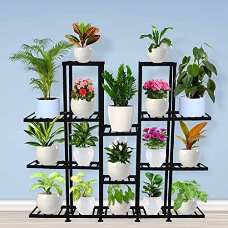 Creations Metal Fabrications Metal Pot Stand - Metal Flower Pot Stand Online India - Vertical Garden Pot Stands Vertical 4 Step Metal Stand with Plates for Home, Balcony, Office, Outdoor and Indoor Garden Buy Vertical 4 Step Metal Pots Stand from OnlineUrban Plants 