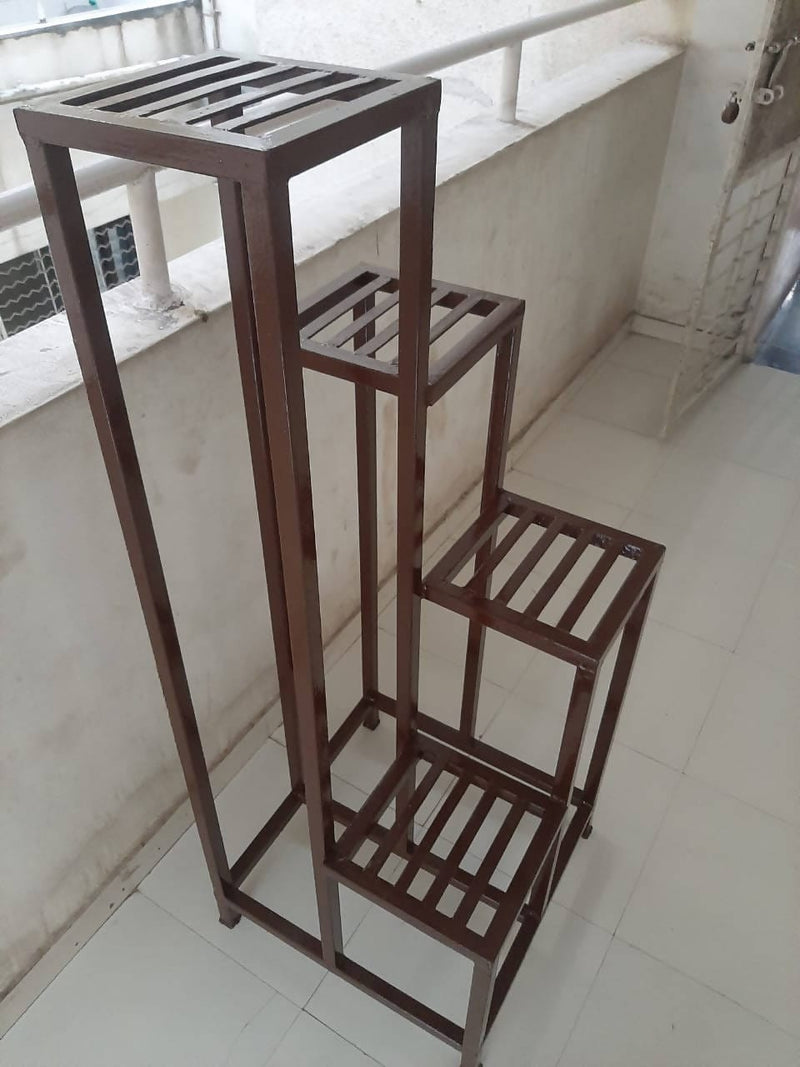 Creations Metal Fabrications Metal Pot Stand - Metal Flower Pot Stand Online India - Vertical Garden Pot Stands Vertical 4 Step Metal Stand with Plates for Home, Balcony, Office, Outdoor and Indoor Garden Buy Vertical 4 Step Metal Pots Stand from OnlineUrban Plants 
