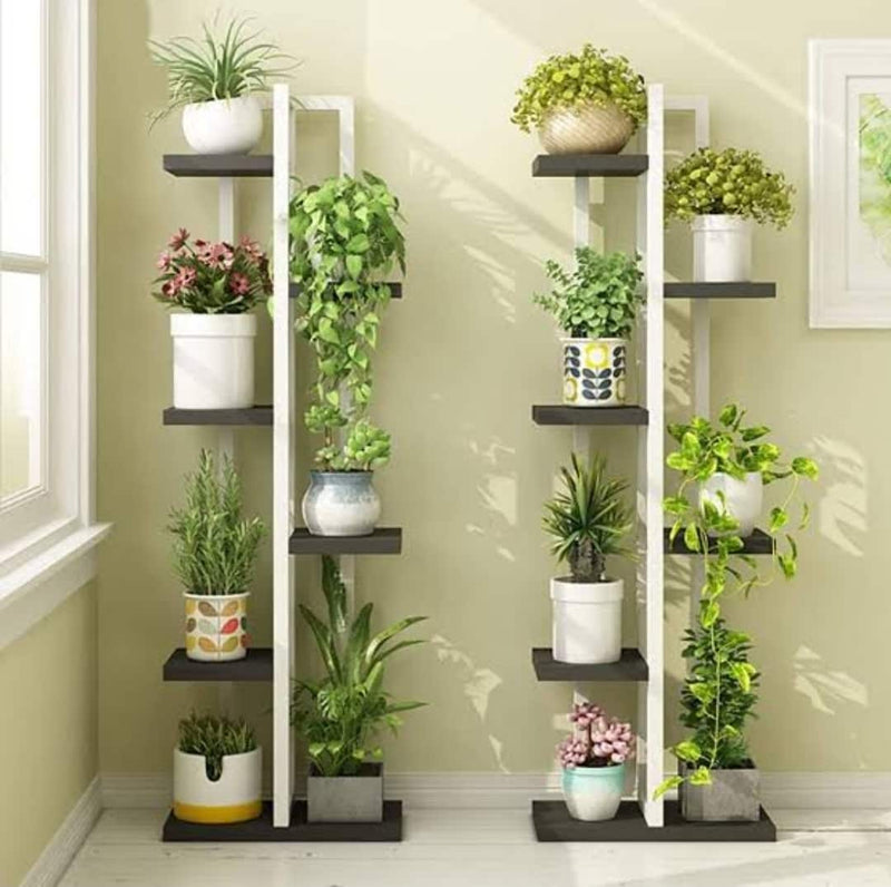 Creations Metal Fabrications Metal Pot Stand - Metal Flower Pot Stand Online India - Vertical Garden Pot Stands Vertical Five Steps with Plates Buy Vertical 5 Step Metal Pots Stand from Online Urban Plants 