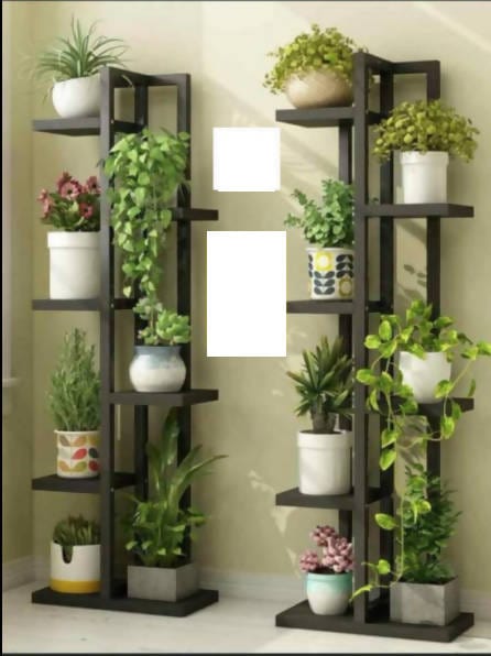 Creations Metal Fabrications Metal Pot Stand - Metal Flower Pot Stand Online India - Vertical Garden Pot Stands Vertical Five Steps with Plates Buy Vertical 5 Step Metal Pots Stand from Online Urban Plants 