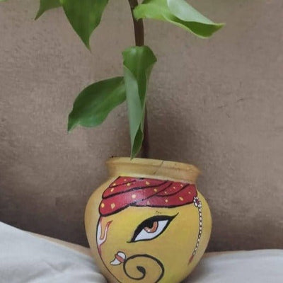Kamala art & crafts indoor plant Insulin plant with ganesh painting pot