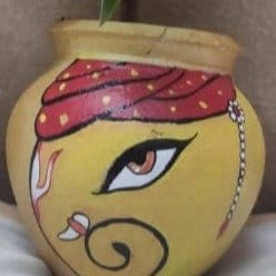 Kamala art & crafts indoor plant Insulin plant with ganesh painting pot