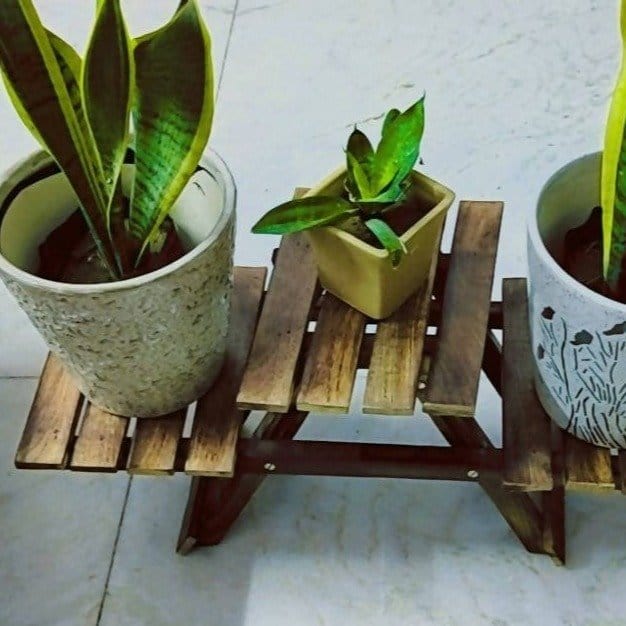 Maa shakumbhari Devi nursery Wooden foldable flower pot stand Wood planter stand