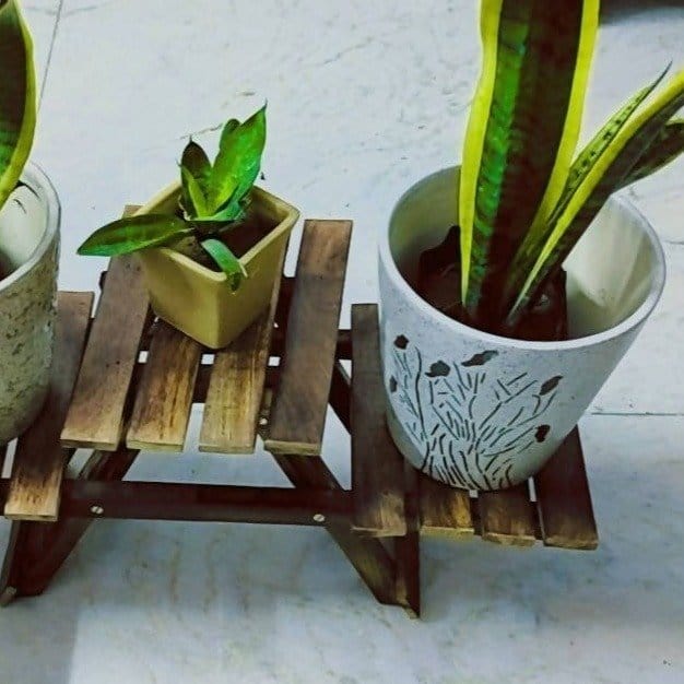 Maa shakumbhari Devi nursery Wooden foldable flower pot stand Wood planter stand