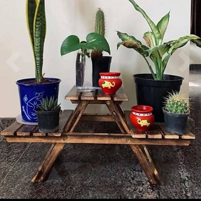 Nisha Plant stand Wooden plant stand