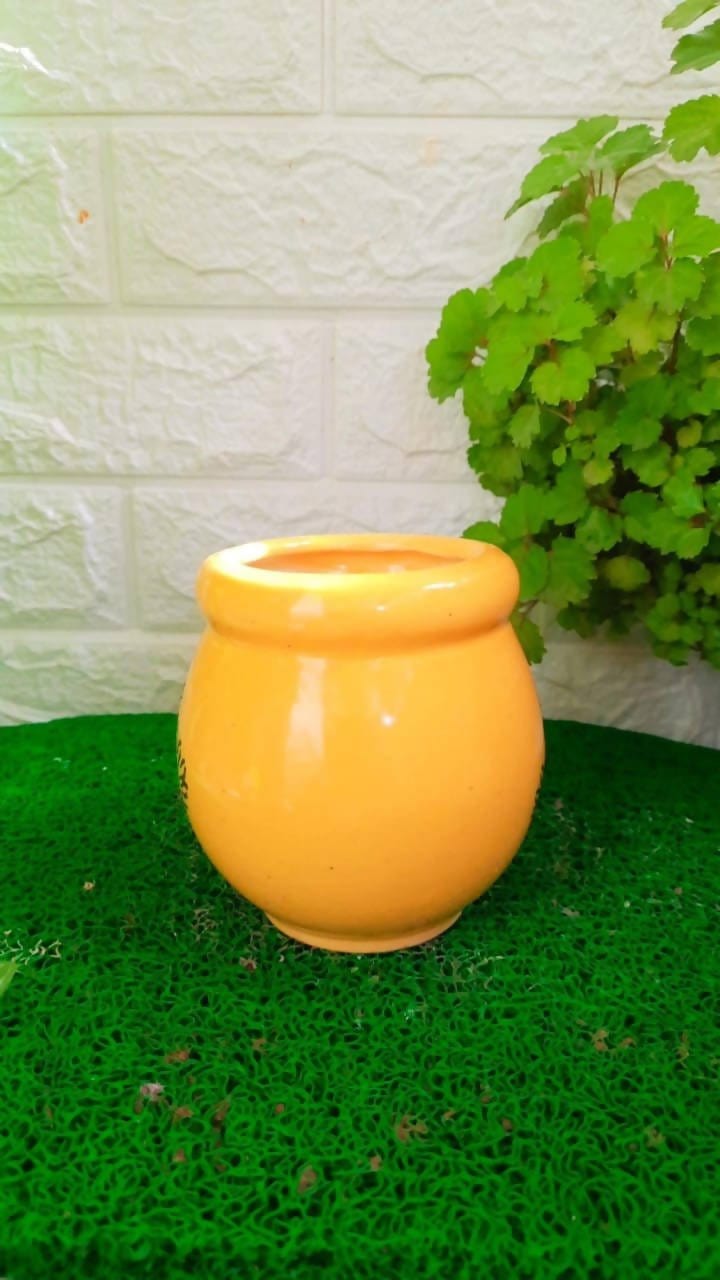 Plants and Lifestyle Pot Yellow Matka Ceramic Pot Buy Round Matka Pot | Indoor Pots