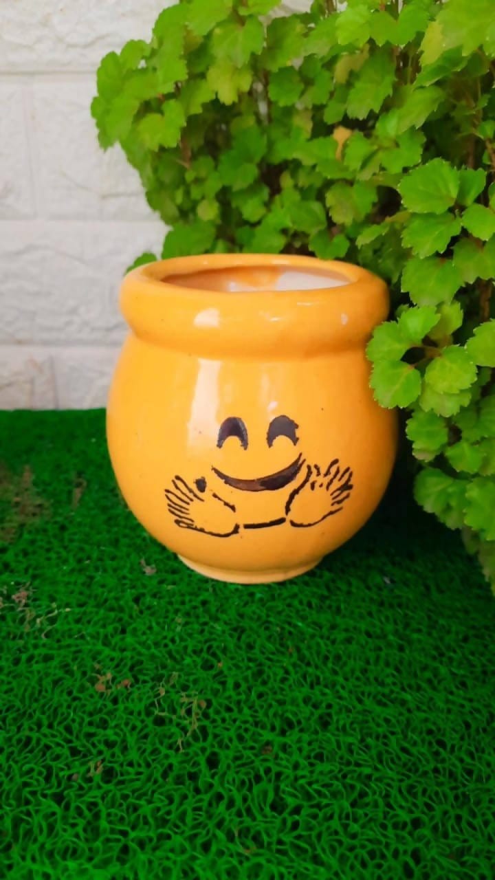 Plants and Lifestyle Pot Yellow Matka Ceramic Pot Buy Round Matka Pot | Indoor Pots