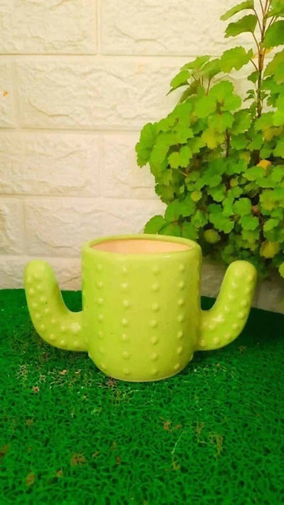 Plants and Lifestyle Pots Green Cactus Shaped Ceramic Pot Buy Cactus Shaped Ceremic Pot Online 
