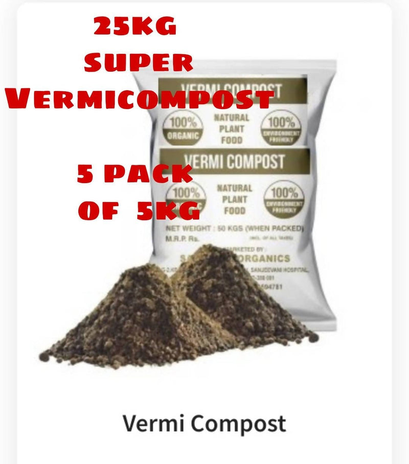 Shri Organic Organic Manure Super Vermicompost - 25 kg Buy Plant Fertilizer Pack Online 