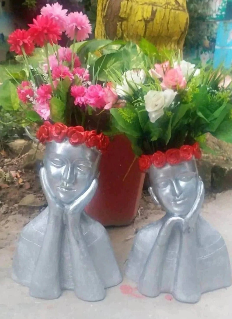 Spacio Decor Pots Pots Floral Head Girls Set of 2