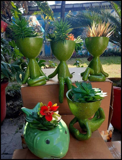 Spacio Decor Pots Pots Green Yoga Combo of 5 pcs