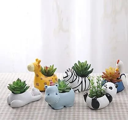 Urban Plants™ Buy Resin Animal Family Succulent Planter Pot (without plant); Size Small; Set of 6