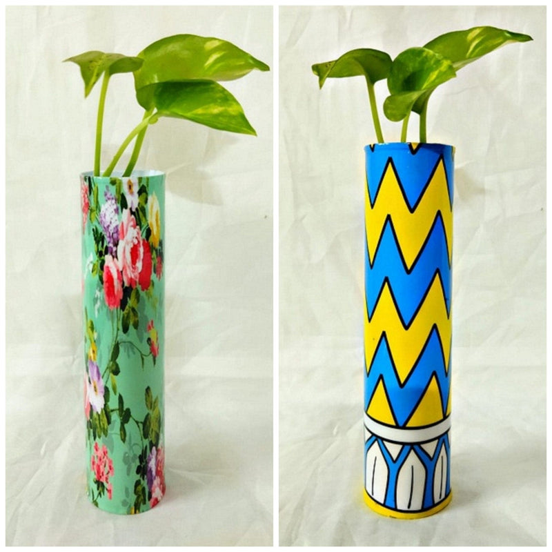 Urban Plants™ Set Floral & Stripe Buy Magnetic Planter (Set of 2)