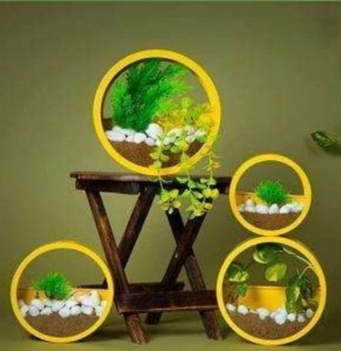 Urban Plants™ Yellow Buy Iron Round Hanging Decorative Plant Holder (set of 4)